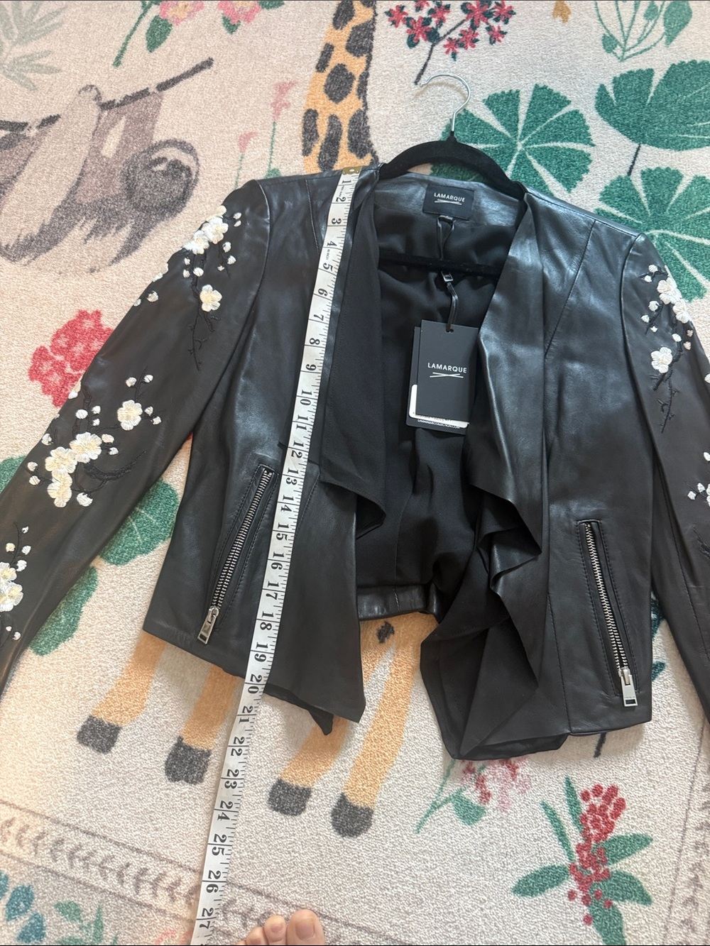 NWT Lamarque floral embroidered Zura Cascade vegan leather jacket - Picture 14 of 15